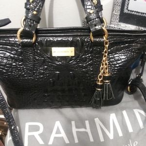 Brahmin Black Crocodile Embossed Shoulder Bag